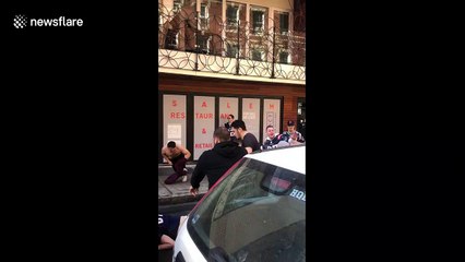 Victorious Patriots fans batter each other after Super Bowl victory parade