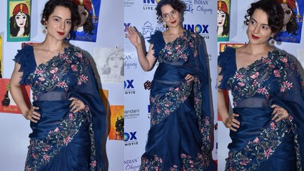 Kangana Ranaut's blue RETRO saree look is Unmissable; Watch Video | Boldsky