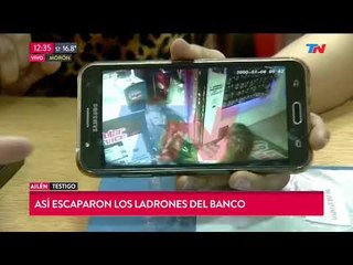 Una cámara registro el robo al Banco Nación de Morón
