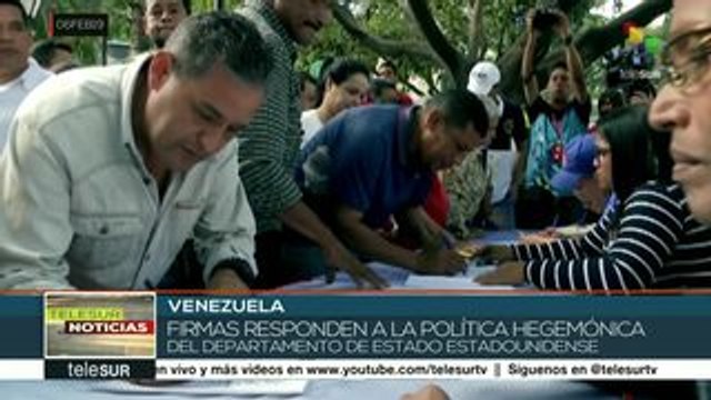 Recolectan firmas en Venezuela contra injerencia de EE.UU.
