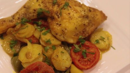 Cuisse de poulet et pommes de terre au four