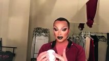 Raven trying the Bianca Del Rio's remover wipes