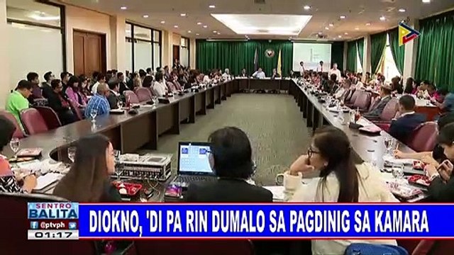 Diokno, 'di pa rin dumalo sa pagdinig ng Kamara