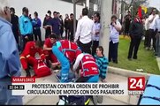 Motociclistas protestan frente al Municipio de Miraflores tras prohibición de 2 personas en una unidad