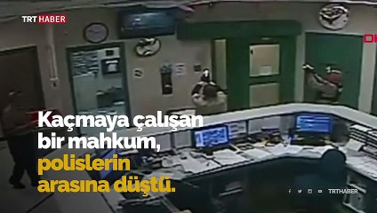 Hapisten kaçmaya çalışan mahkum polislerin ortasına düştü