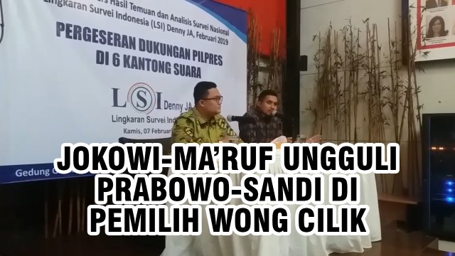 Survei LSI: Jokowi-Ma'ruf Unggul 34 Persen Dari Prabowo-Sandi di Pemilih Wong Cilik