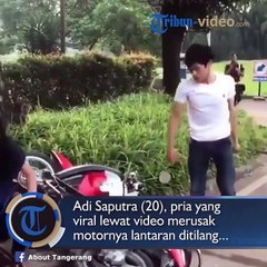 Video Adi Saputra Perusak Motor yang Viral Menangis Minta Maaf, Cium Tangan Polisi yang Menilang
