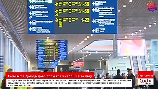 Самолет в Домодедове врезался в столб из-за льда