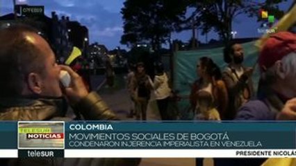 Colombianos protestan ante embajada de EE.UU. en apoyo a Venezuela