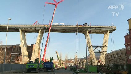 A Gênes, début de la démolition du pont Morandi