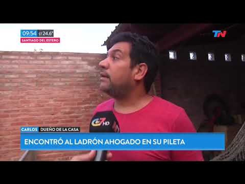 Encontró un ladrón ahogado en su pileta