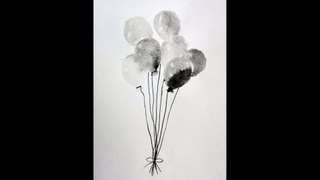 Ink Painting Time Lapse | Balloons | Ink wash | Speedpaint