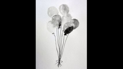 Ink Painting Time Lapse | Balloons | Ink wash | Speedpaint