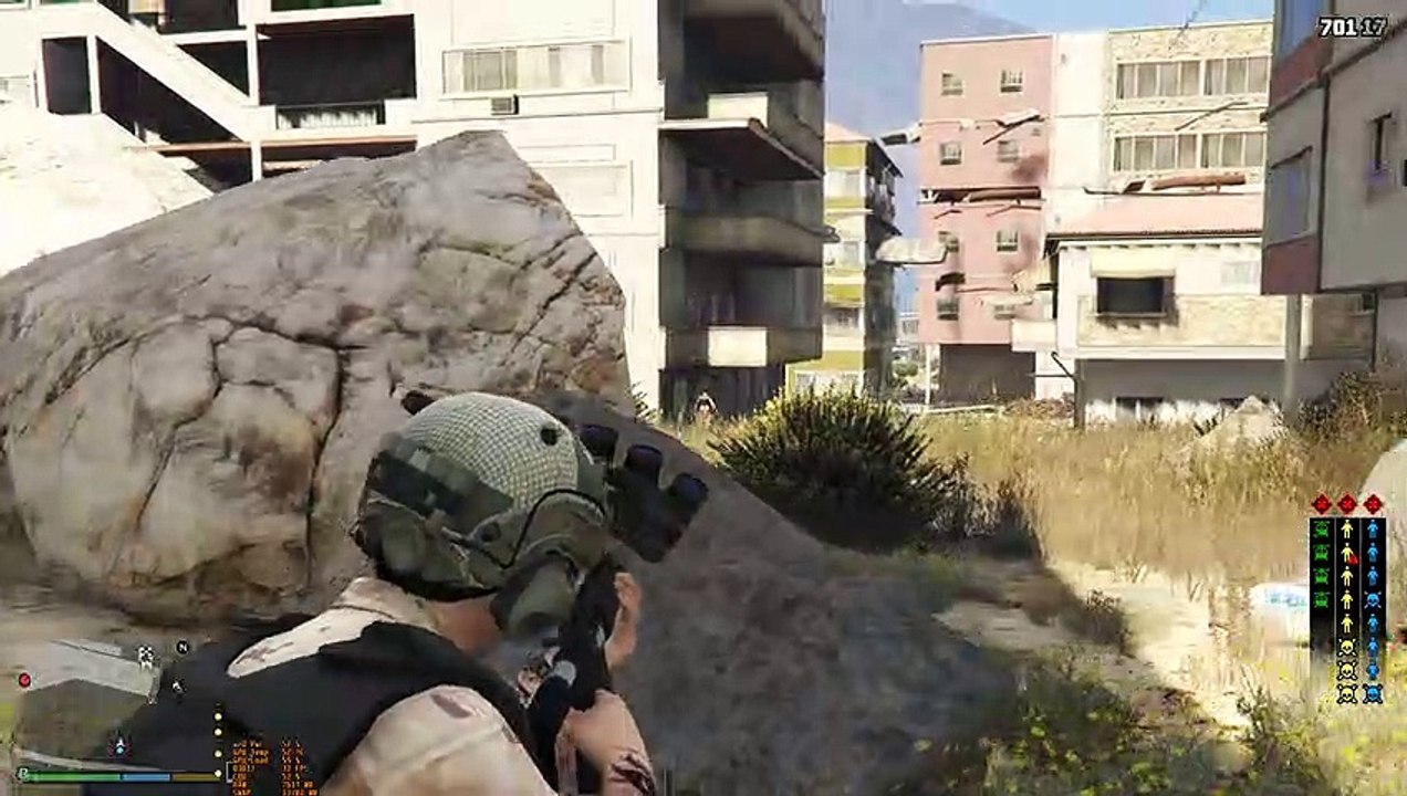 GTA V - Huge combat & escape from a destroyed town