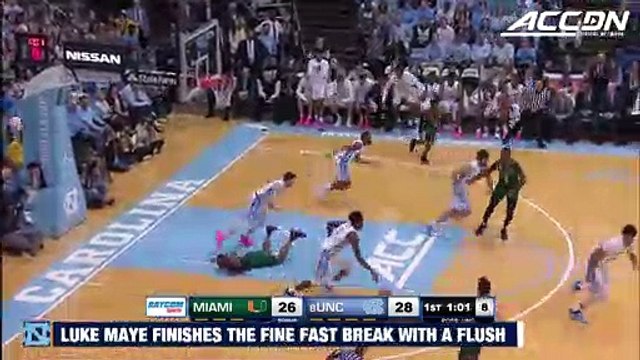 North Carolina's Luke Maye Finishes Break With Nasty Dunk