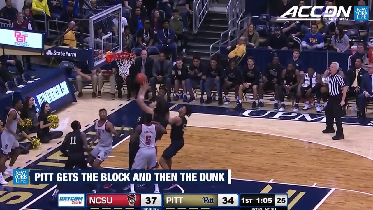 Pitt Gets The Block And Then The Dunk Against NC State