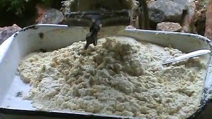 MOLIENDO EL CHOCLO PARA LA PACHAMANCA