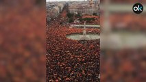 Las espectaculares imágenes aéreas de Colón durante la interpretación del himno de España