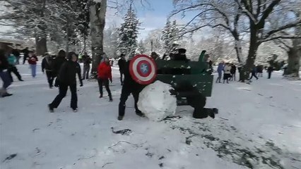 شاهد.. معركة كرات الثلج في سياتل