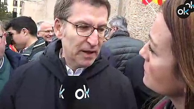 Declaraciones de Feijóo a OKDIARIO durante la manifestación en Colón
