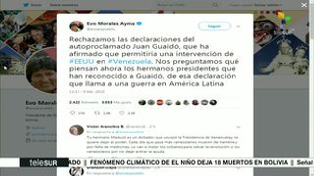 Evo Morales advierte amenaza de intervención militar en Venezuela