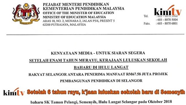 Setelah 6 tahun rayu, k'jaan luluskan sekolah baru di Semenyih