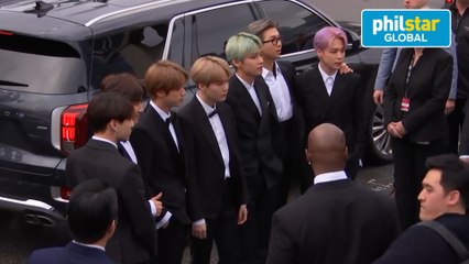 K-pop group BTS on the Grammys red carpet