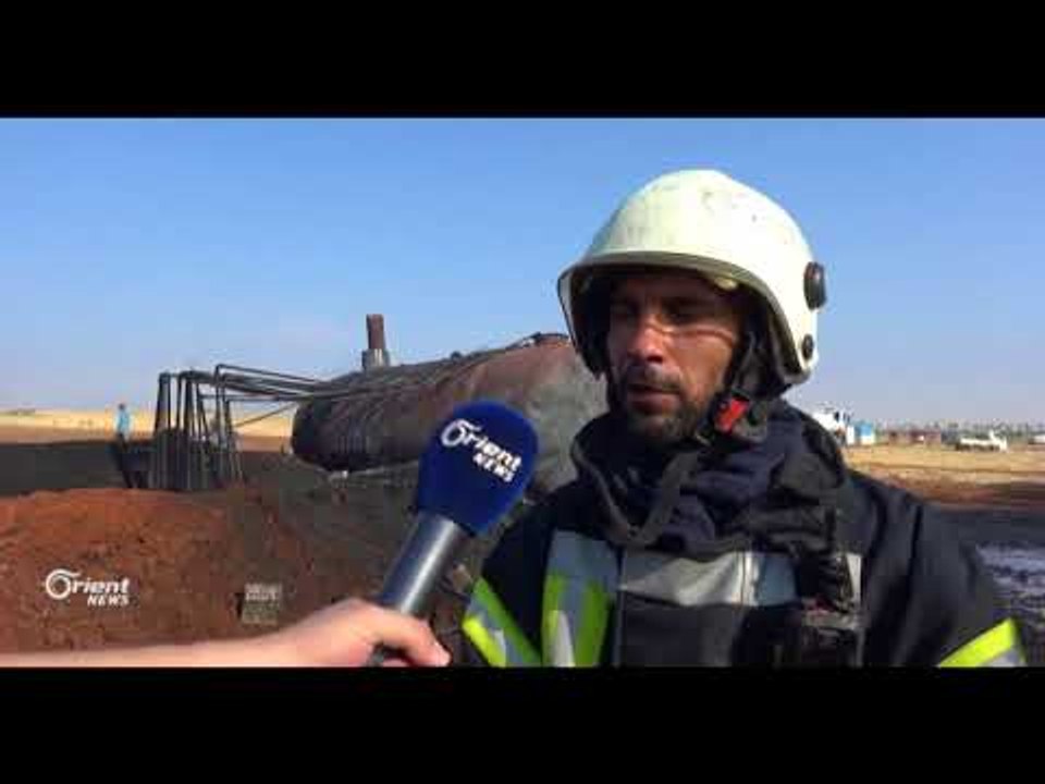 الدفاع المدني يخمد حريق ضخم نتيجة احتراق محطة تكرير نفط  في ريف حلب