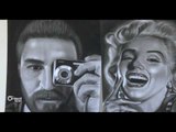 لاجئ سوري في لبنان يرسم البورتريه بألوان الفحم والرصاص