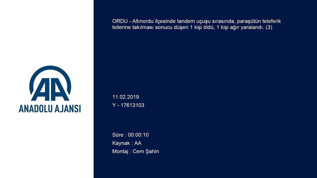 Yamaç paraşütü kazası - Düşme anı - ORDU