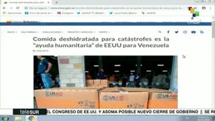 Vzla:EE.UU. pretende enviar comida deshidratada como ayuda humanitaria