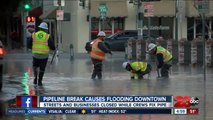 Pipe burst causes flooding in downtown Bakersfield