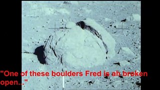 Moon Hoax -Fred Flintstone Head Rock is Seen in Fake Moon Bay