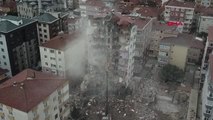 İstanbul- Kartal'da Yunus Apartmanındaki Yıkımın Havadan Görüntüsü