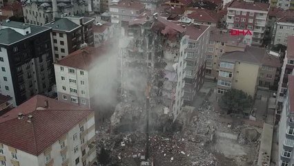İstanbul- Kartal'da Yunus Apartmanındaki Yıkımın Havadan Görüntüsü