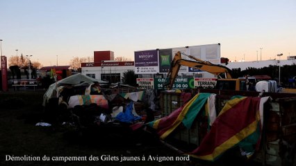 Démolition du campement des "gilets jaunes" d'Avignon nord