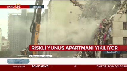 Riskli Yunus Apartmanı yıkılıyor