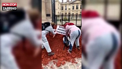 Des militants déversent de la boue devant le Ministère de l'Écologie (vidéo)