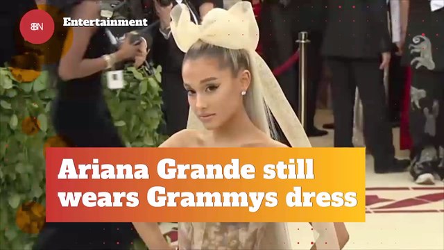 Ariana Grande Wears Her Grammy Dress At Home