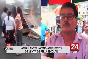 Download Video: Ambulantes queman stands de comerciantes extranjeros en Ate Vitarte