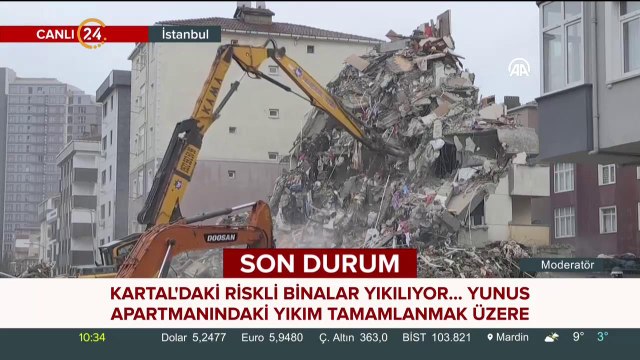 Kartal'daki riskli binalar yıkılıyor