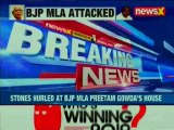 JD(S) workers hurled stones at BJP MLA Preetam Gowda's house