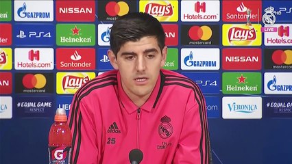 Ajax vs Real Madrid press conference _ THIBAUT COURTOIS