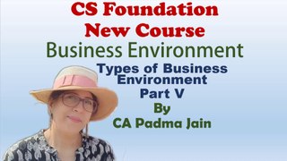 CS Foundation new Course | Types of Business Environment Part 5 by CA Padma Jain