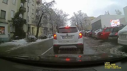 Mamie aide une voiture à reculer.. qui ne reculera jamais !