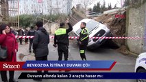 İstanbul’da duvar araçların üzerine çöktü
