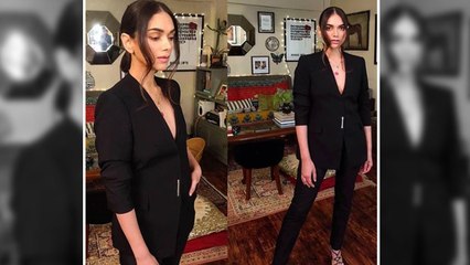 Aditi Rao Hydari's latest look with black Formal Pantsuit; Watch video | FilmiBeat