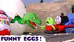 Funny Surprise Eggs with Thomas and Friends & Funny Funlings who Pranks the characters with Dinosaur Toys like the T-Rex! A family friendly full episode english story for kids