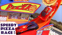 Hot Wheels Pizza Race Off with Pixar Cars 3 McQueen vs Mattel DC Comics Justice League and Marvel Avengers 4 Superheroes - A Family Friendly Full Episode English Story for Kids