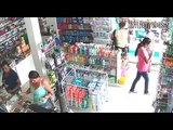 Câmeras flagram Casal furtando farmácia no centro de Pedras de Fogo-PB em plena luz do dia